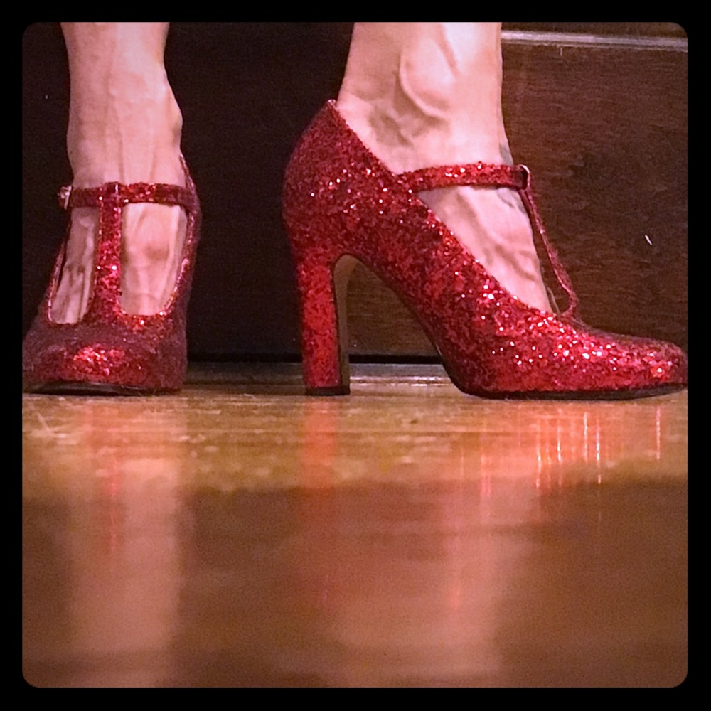 Red Glitter Hollywood Heels Rubee Heels sz 8